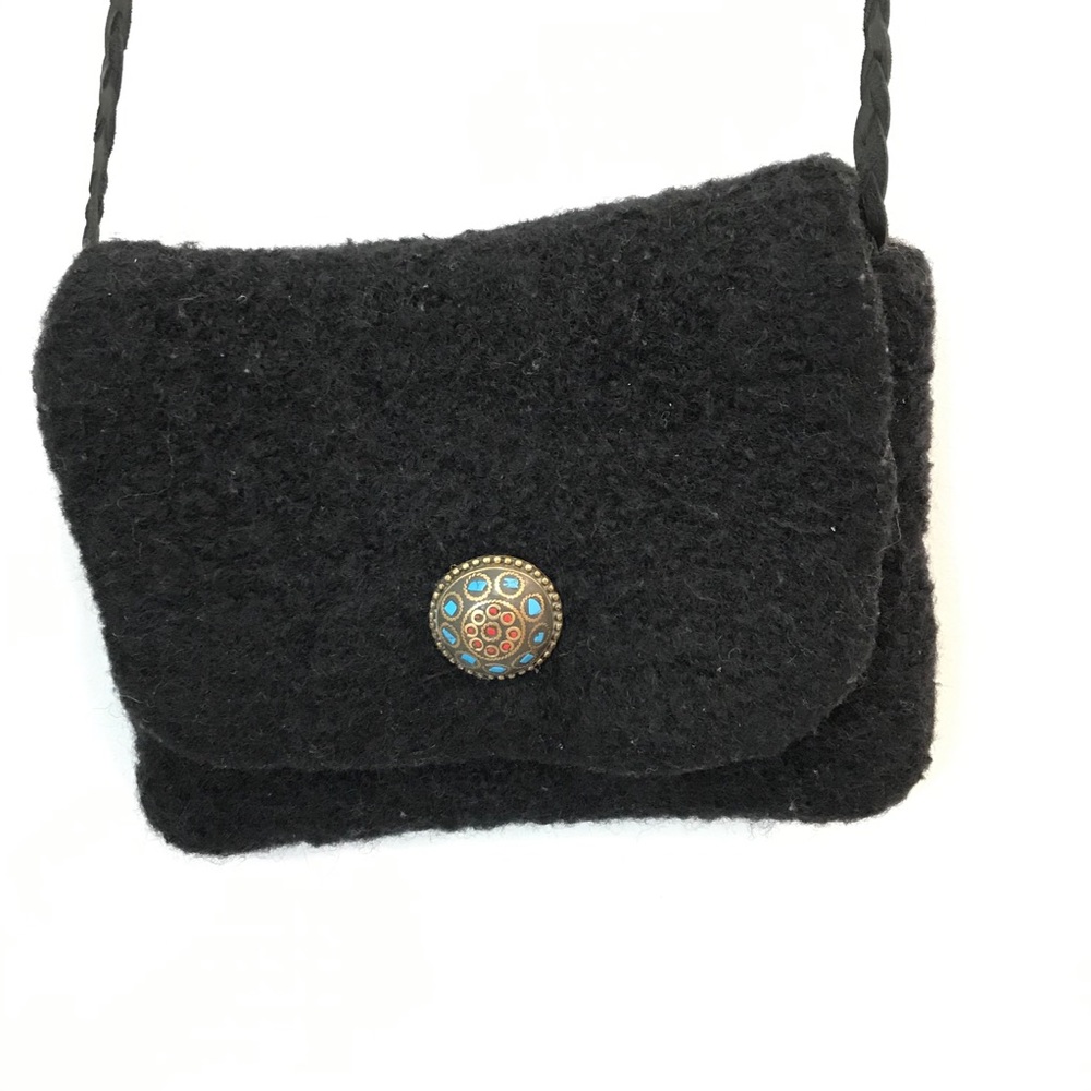 Wool vintage boho look crossbody purse clutch